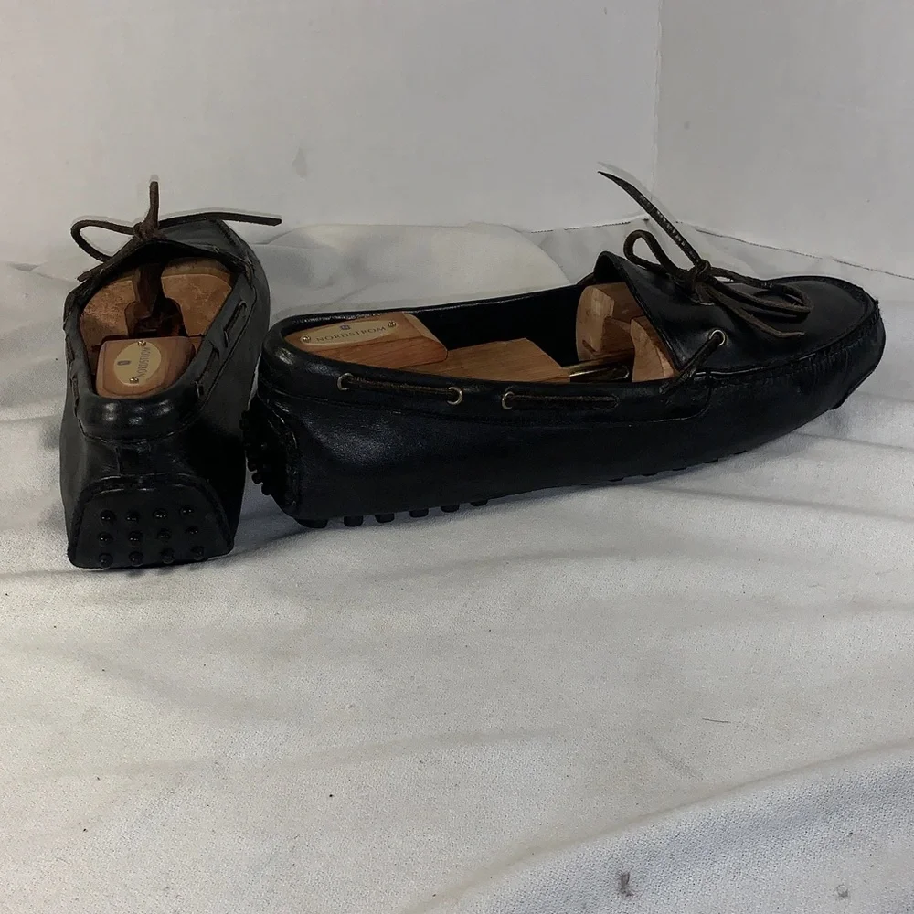 Cole Haan Mens Black Leather Driving Loafer Shoes